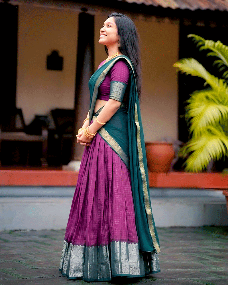 Designer Pink Color Dola Silk Half Saree