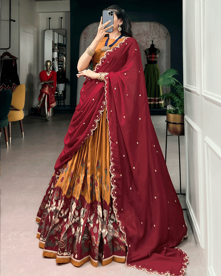 Mustard Color Traditional Printed Lehenga Choli