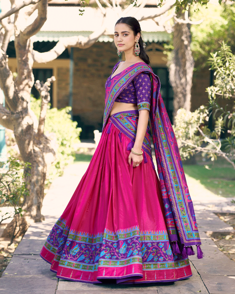 Elegant Pink Color Printed Traditional Lehenga Choli Set