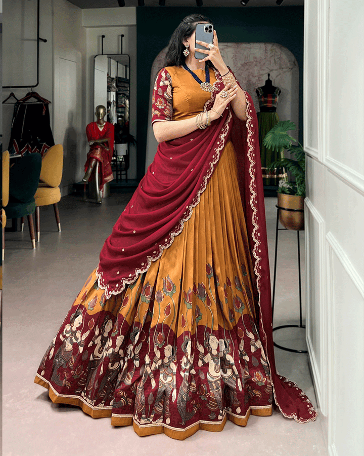 Mustard Color Traditional Printed Lehenga Choli