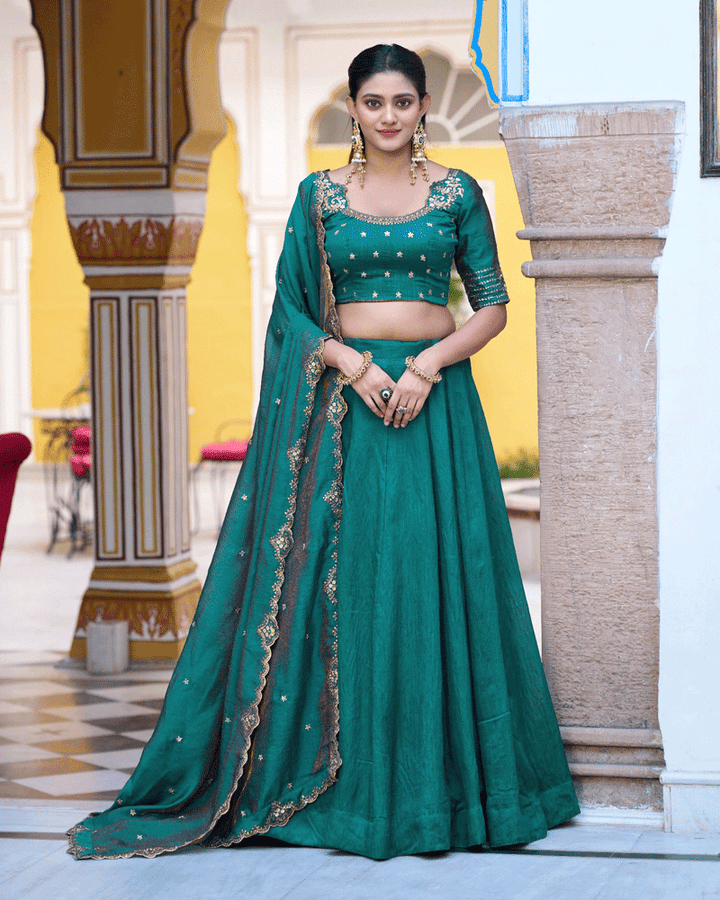 Peacock Blue Color NC Silk Designer Lehenga Choli Set