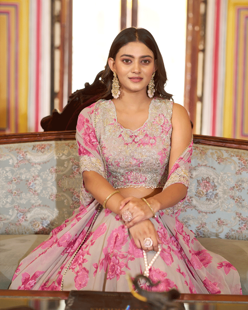 Pink Georgette Embroidered Lehenga Choli