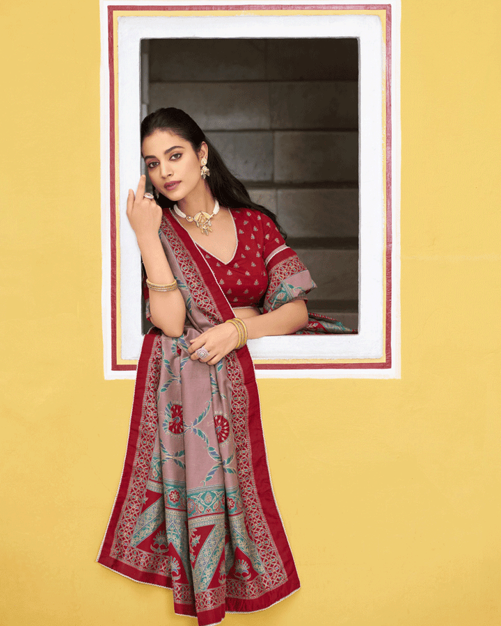 Designer Maroon Color Tasar Silk Printed Lehenga Choli