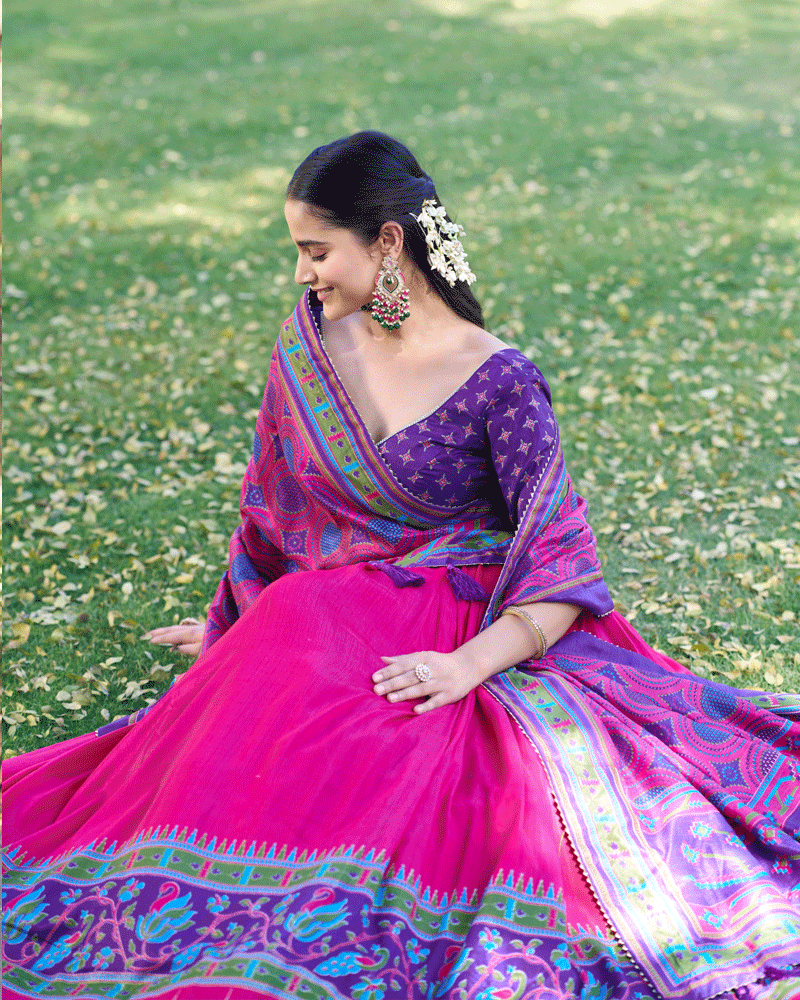 Elegant Pink Color Printed Traditional Lehenga Choli Set
