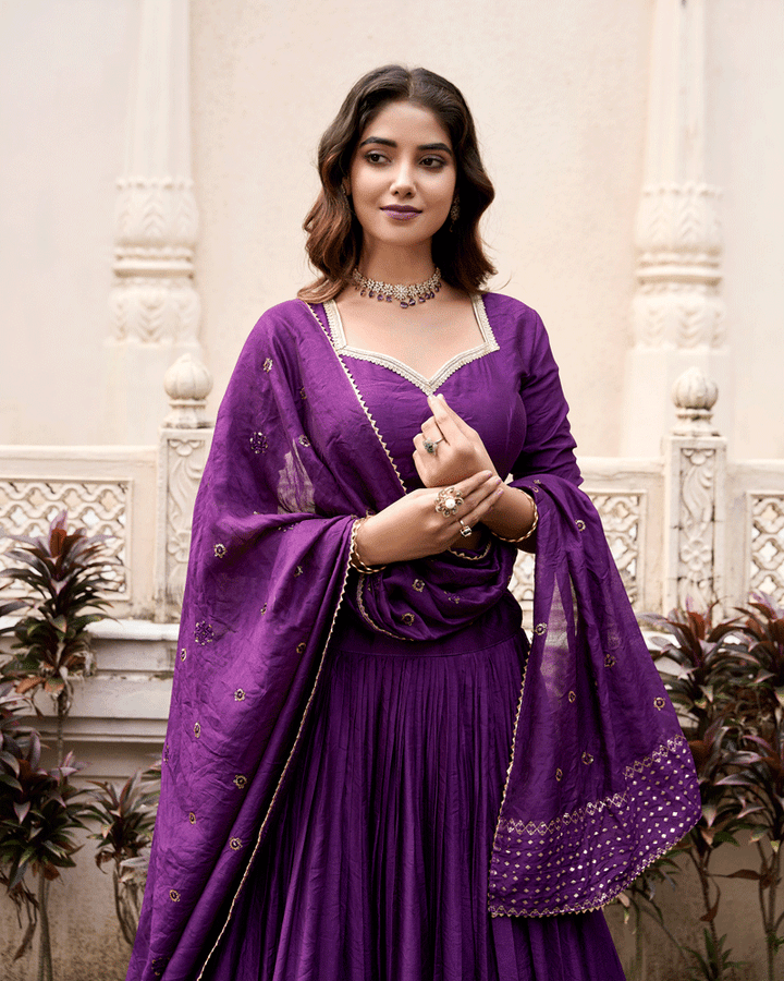 Royal Deep Purple Color Pure Chanderi Lehenga Choli