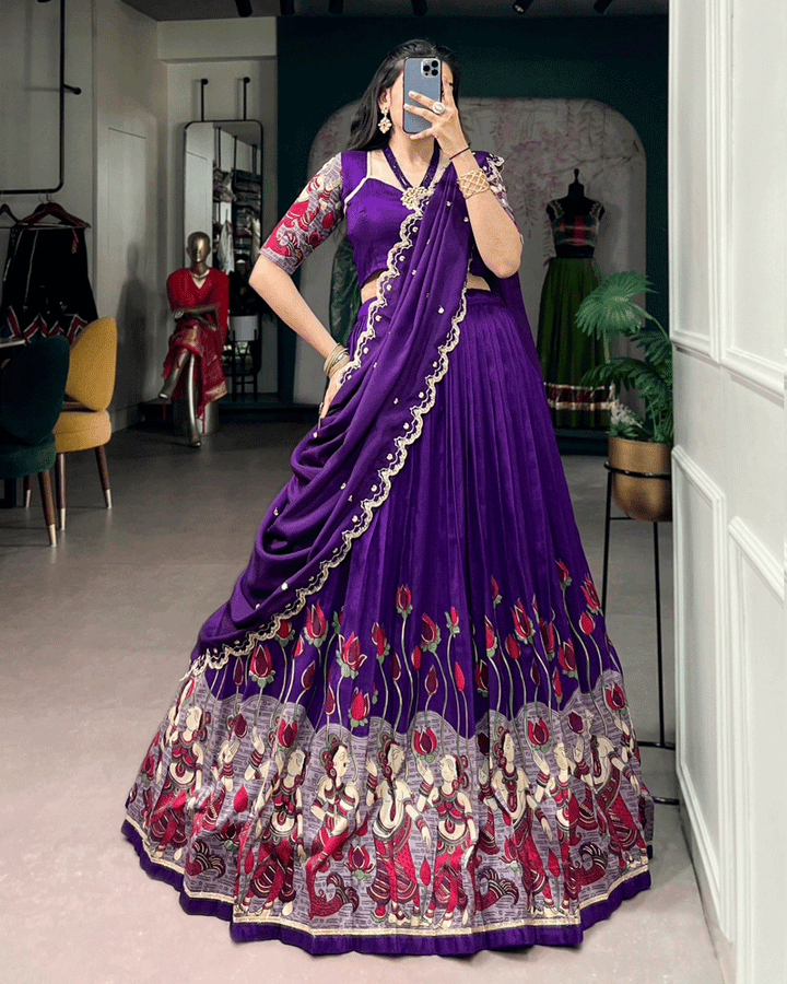 Purple Color Traditional Printed Lehenga Choli