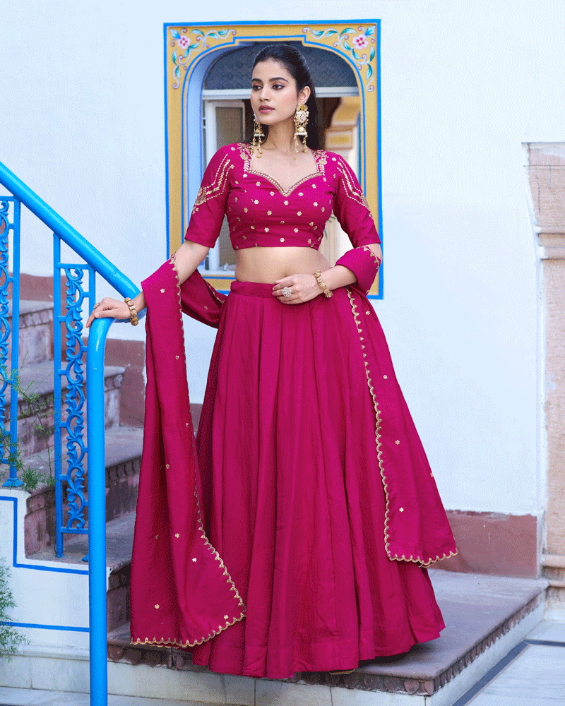 Rani Pink Color NC Silk Designer Lehenga Choli Set