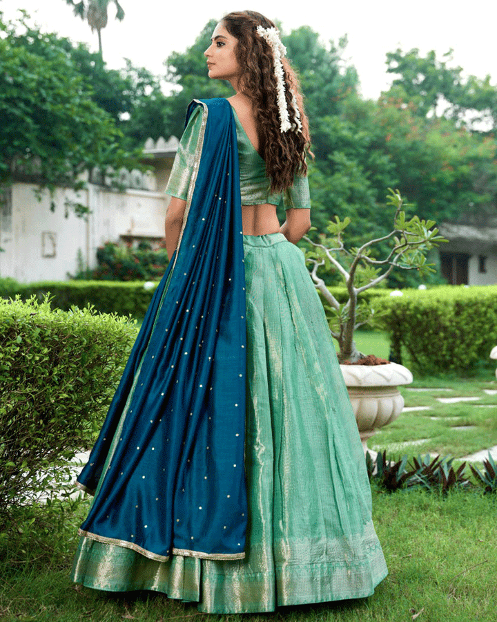 Beautiful Pista Green Kanchipuram Half Saree