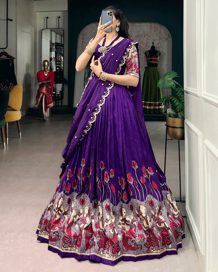 Purple Color Traditional Printed Lehenga Choli