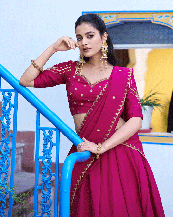 Rani Pink Color NC Silk Designer Lehenga Choli Set