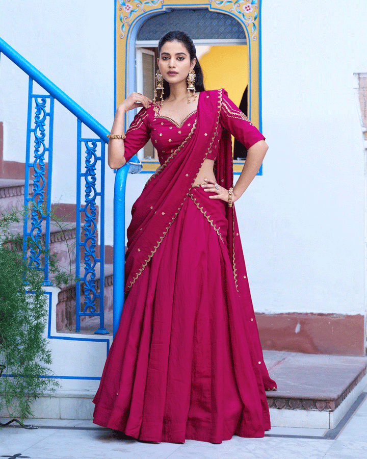 Rani Pink Color NC Silk Designer Lehenga Choli Set