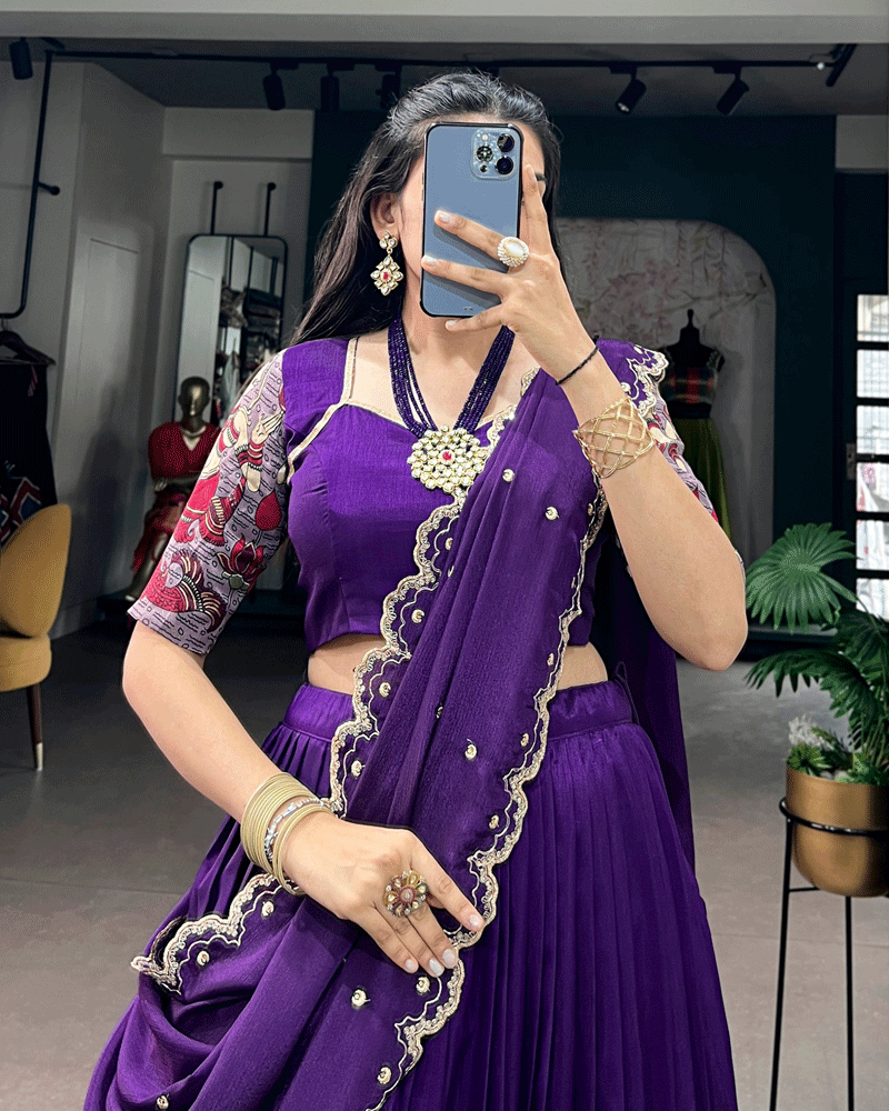 Purple Color Traditional Printed Lehenga Choli