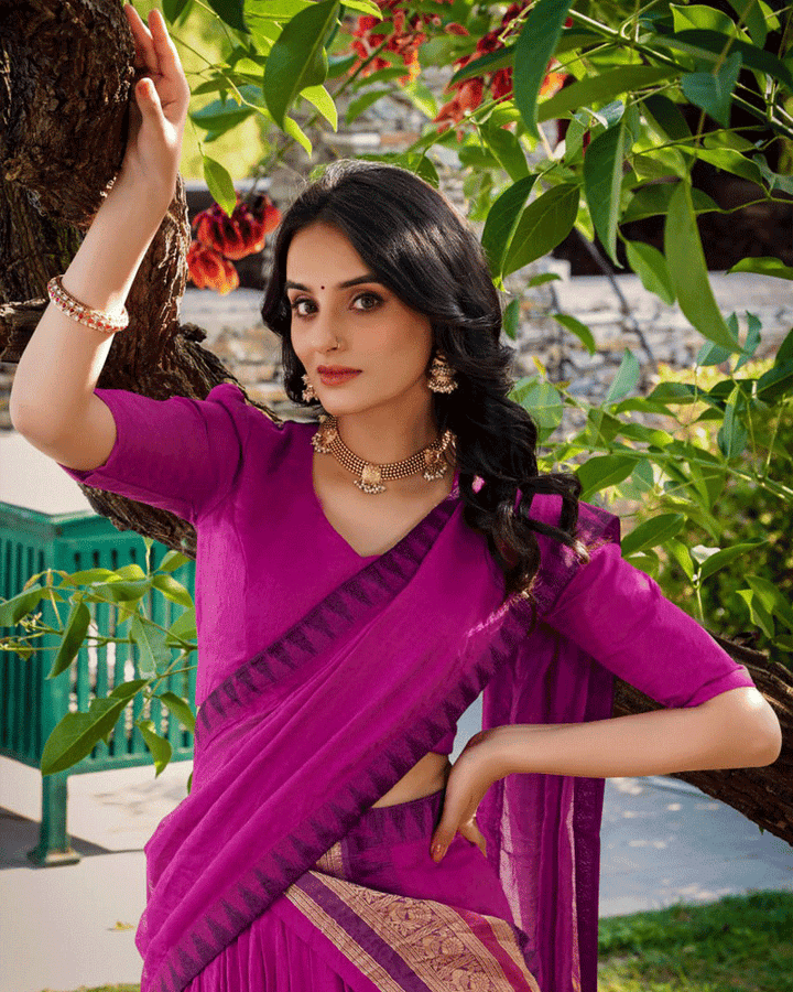 Traditional Pink Color Pure Chanderi Lehenga Choli