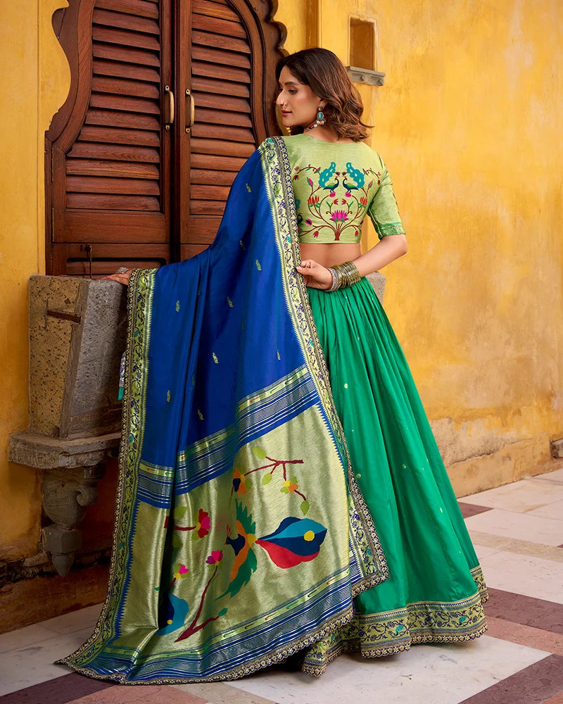 Designer Teal Green Soft Paithani Silk Lehenga Choli