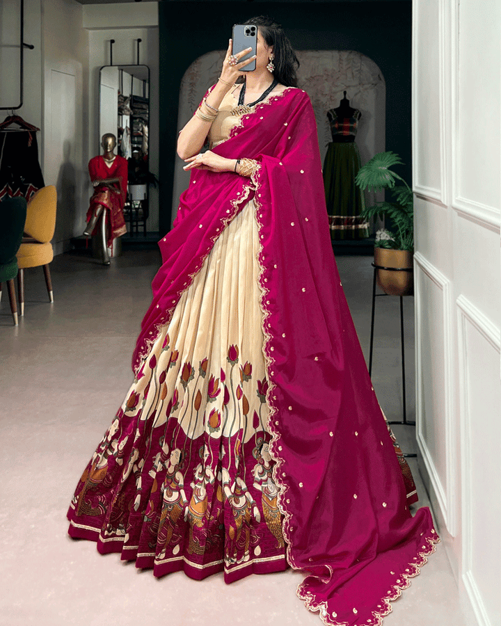 Off-White Color Traditional Printed Lehenga Choli