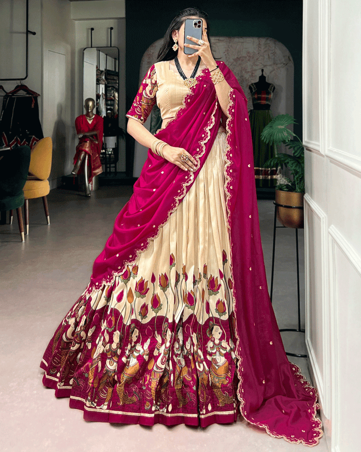 Off-White Color Traditional Printed Lehenga Choli