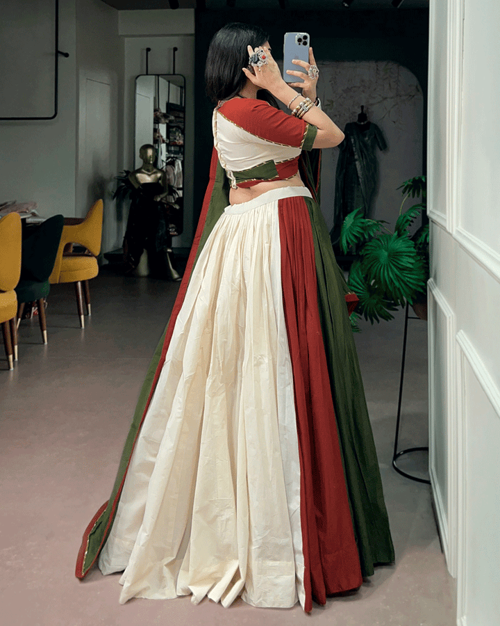 Traditional Olive Green Multicolor Navratri Lehenga Choli