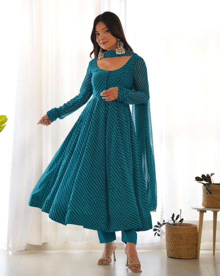 Rama Leheriya Stripe Flared Georgette Anarkali Suit