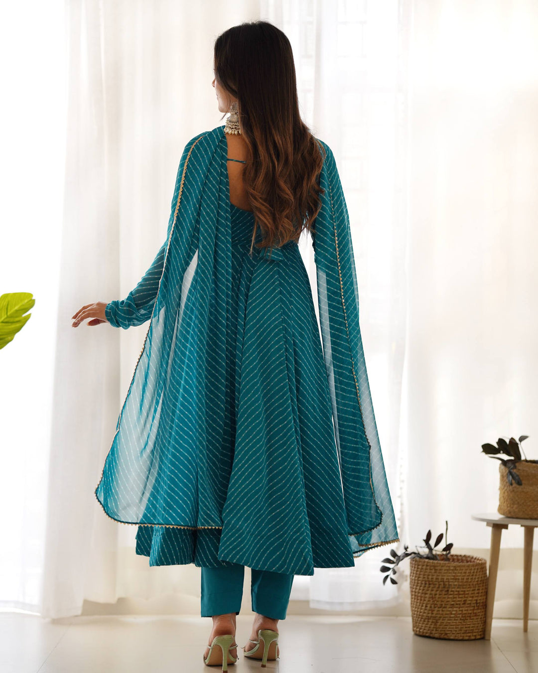 Rama Leheriya Stripe Flared Georgette Anarkali Suit