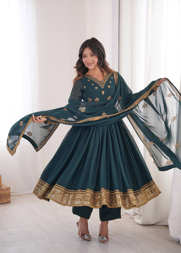 Rama Embroidered Faux Georgette Anarkali Suit