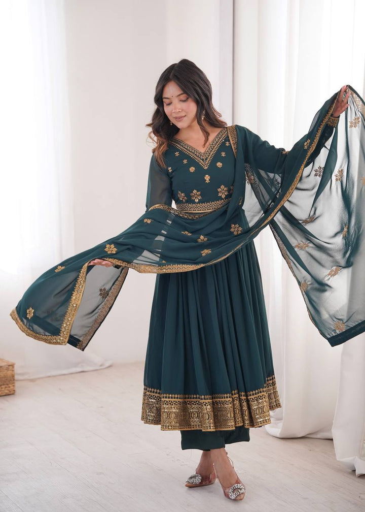 Rama Embroidered Faux Georgette Anarkali Suit