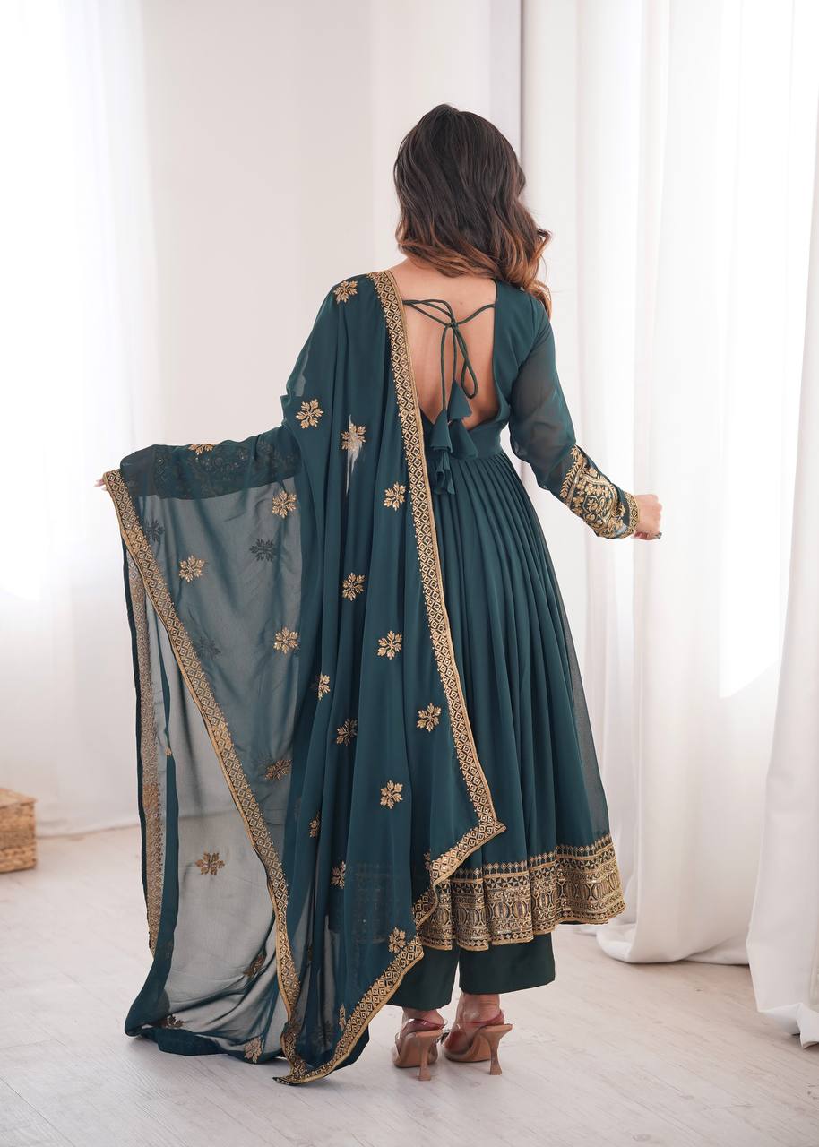 Rama Embroidered Faux Georgette Anarkali Suit
