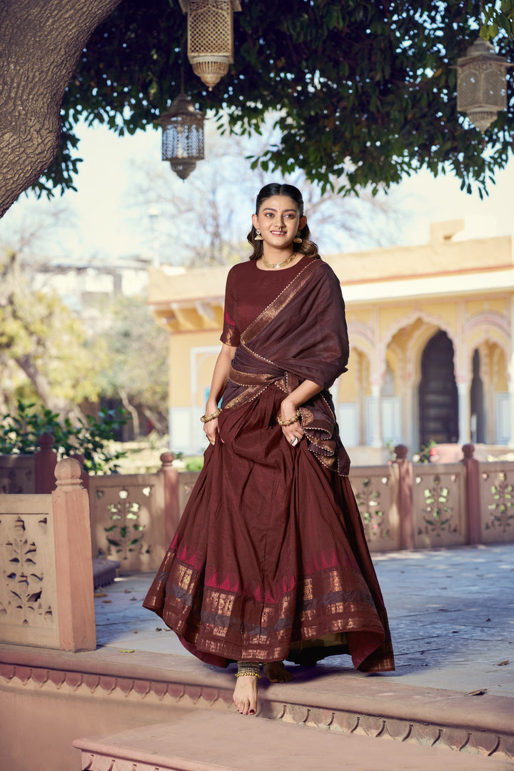 Maroon Color Zari Border Dyeable Silk Half Saree