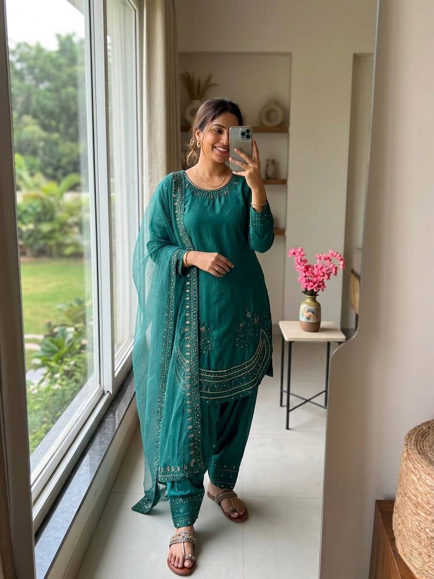 8 Color Embroidered Short Kurti Salwar Suit