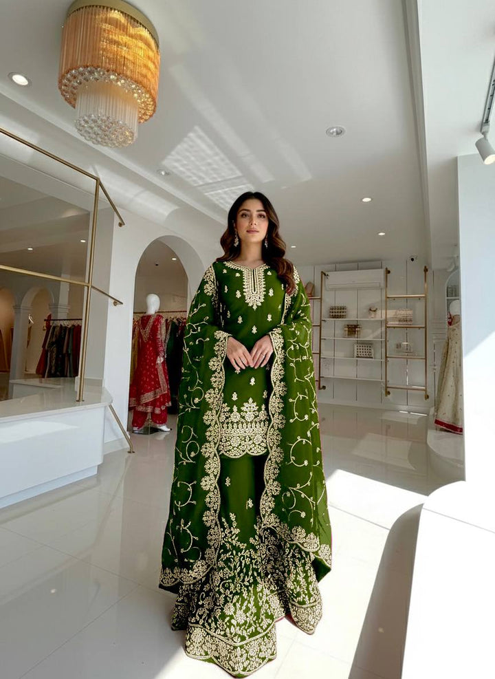 8 Color Embroidered GMY Silk Palazzo Suit