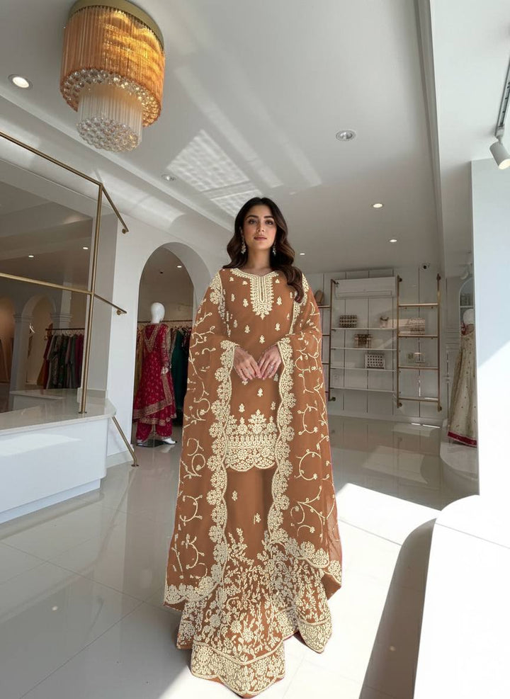 8 Color Embroidered GMY Silk Palazzo Suit