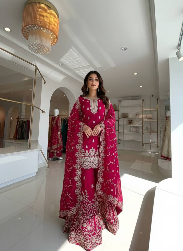 8 Color Embroidered GMY Silk Palazzo Suit