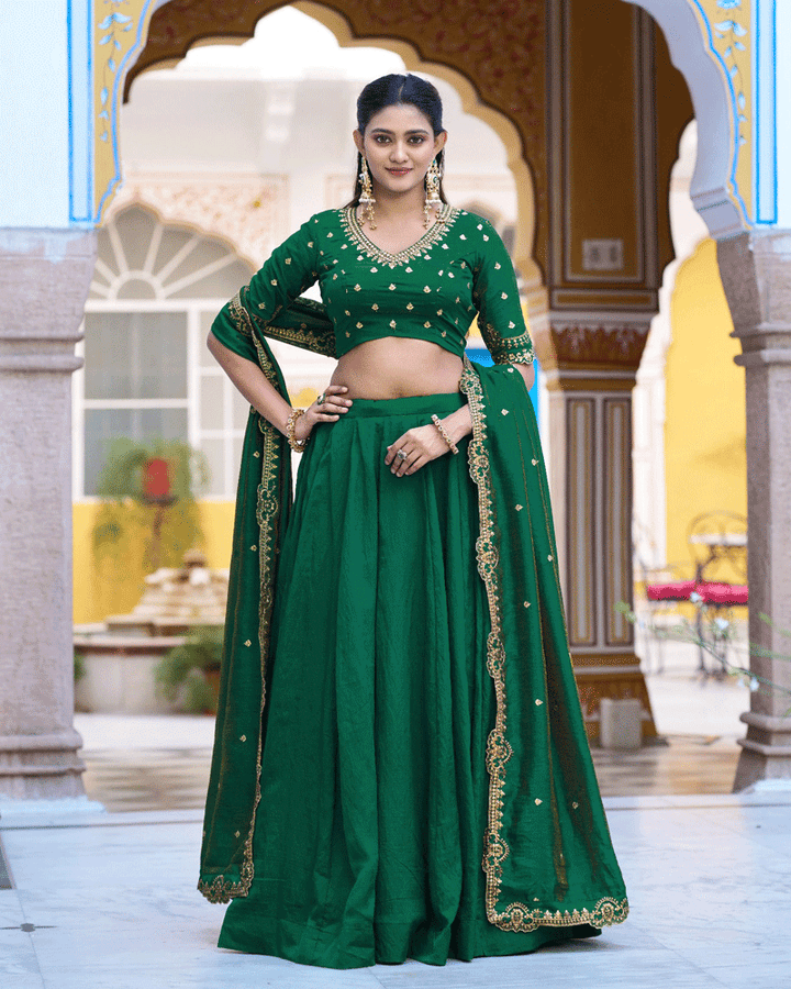 Peacock Green Color NC Silk Designer Lehenga Choli Set