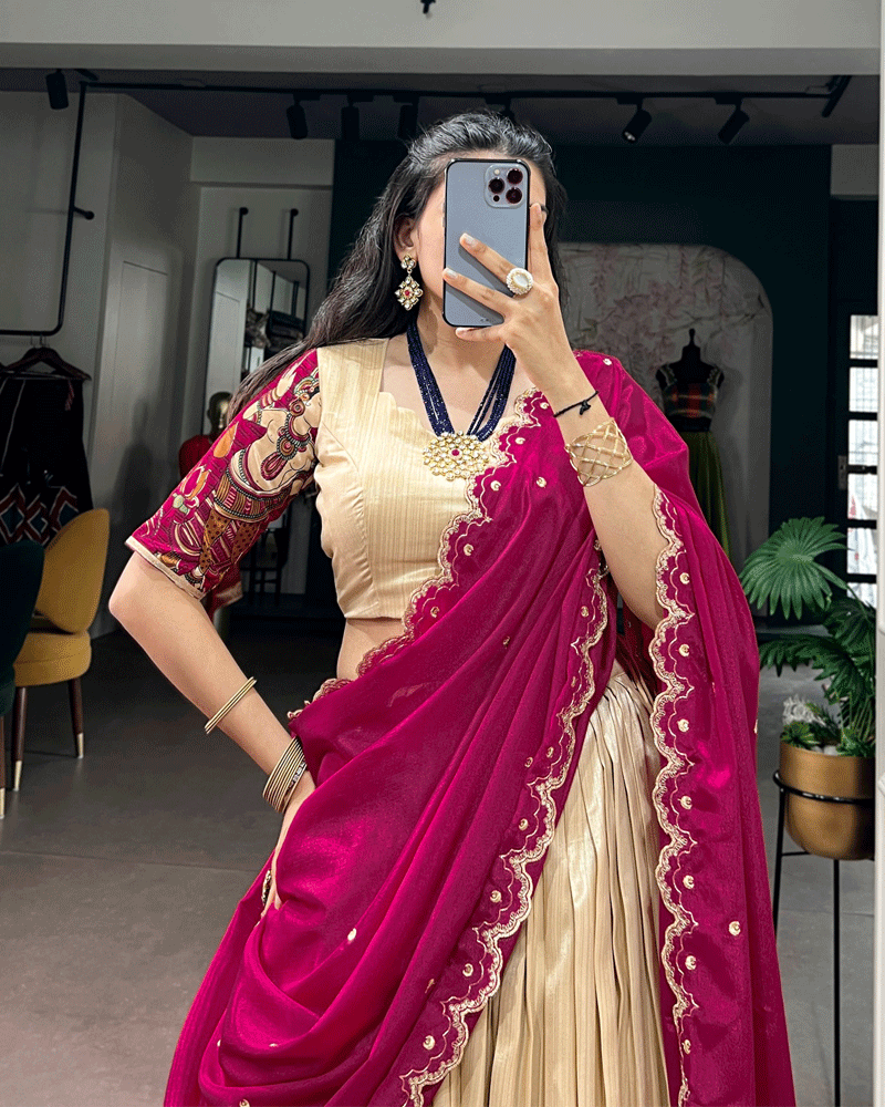 Off-White Color Traditional Printed Lehenga Choli