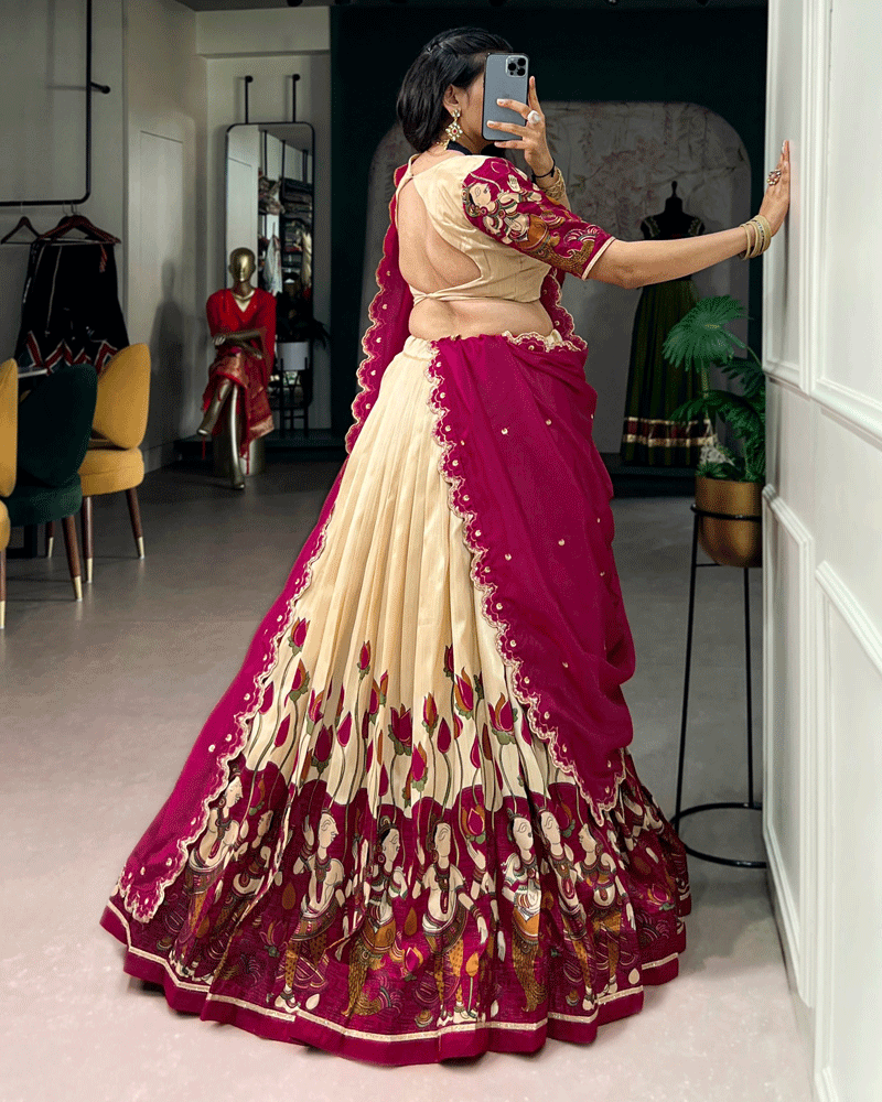 Off-White Color Traditional Printed Lehenga Choli