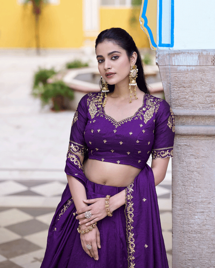 Purple Color NC Silk Designer Lehenga Choli Set