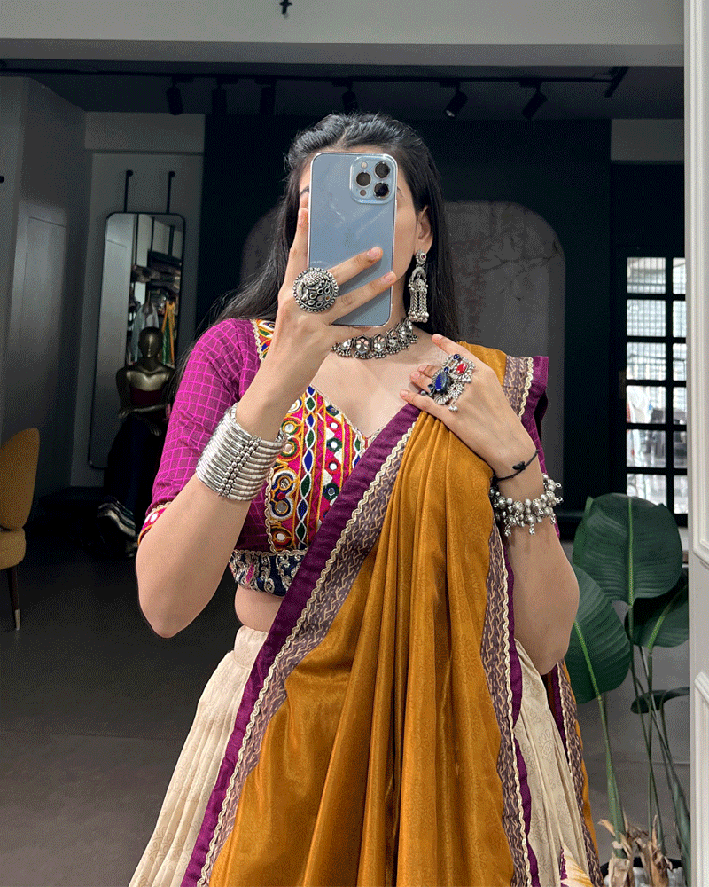 Traditional Wine Multi Color Printed Navratri Lehenga Set