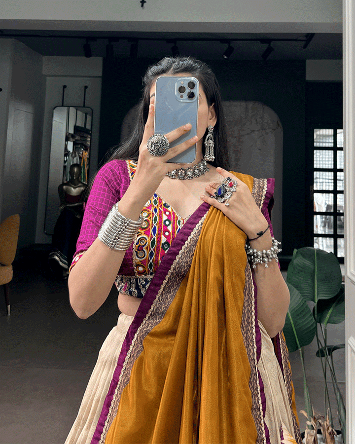 Traditional Wine Multi Color Printed Navratri Lehenga Set