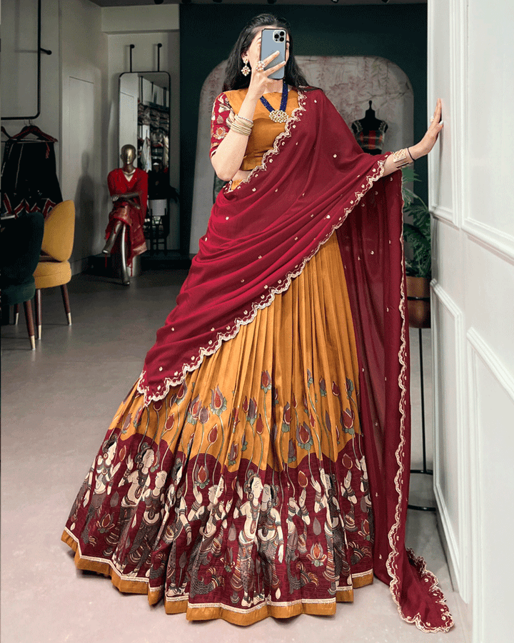 Mustard Color Traditional Printed Lehenga Choli