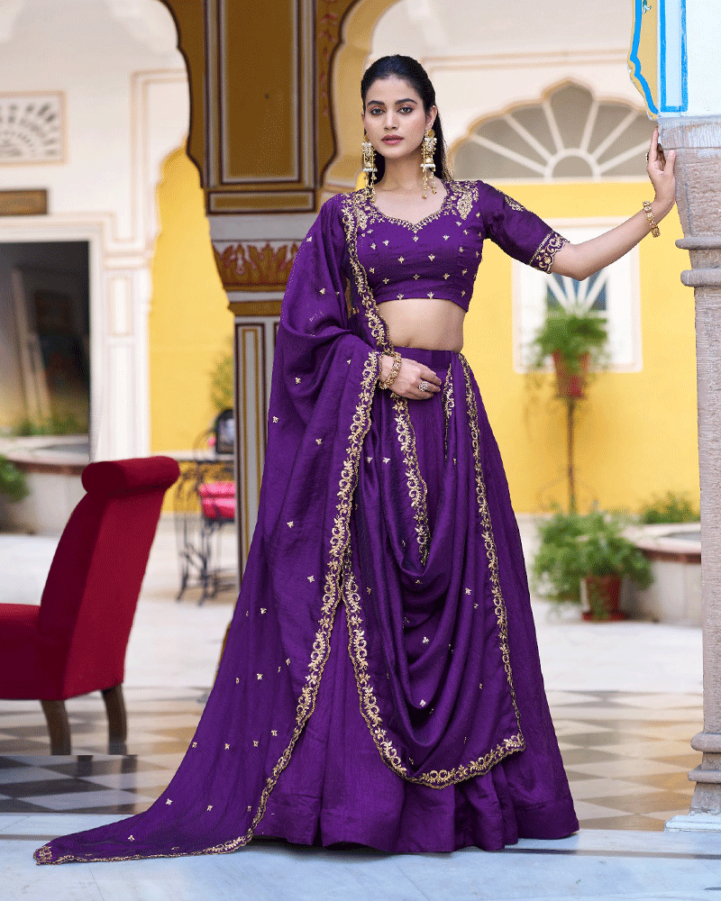 Purple Color NC Silk Designer Lehenga Choli Set