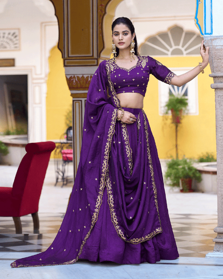 Purple Color NC Silk Designer Lehenga Choli Set