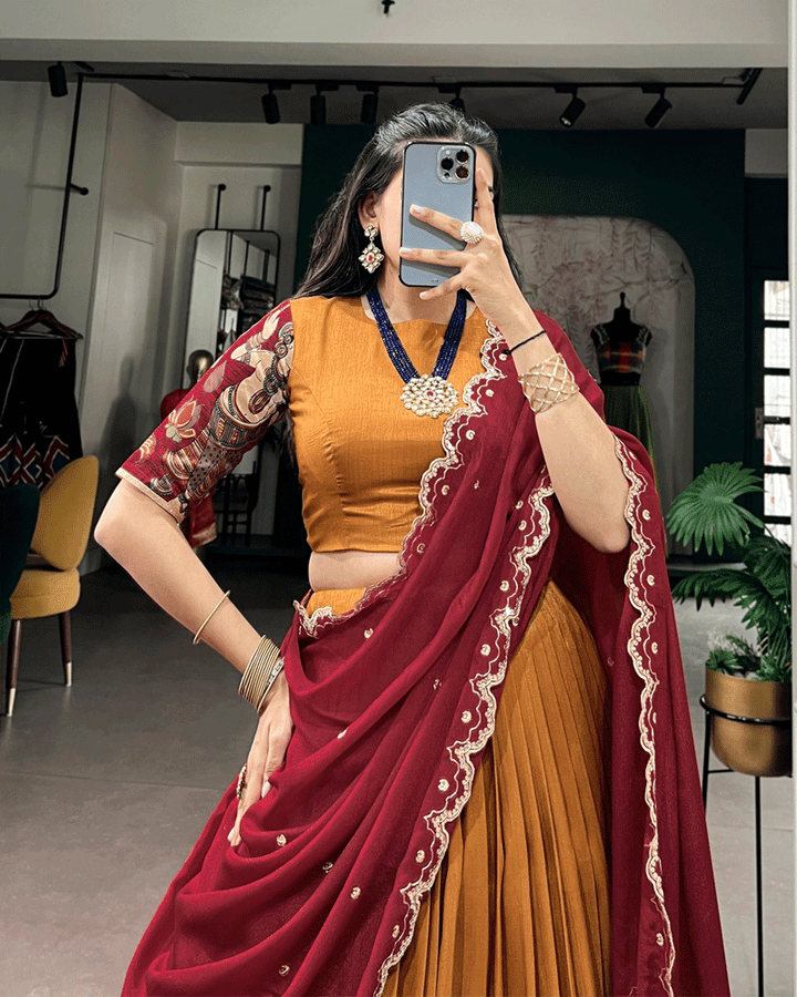 Mustard Color Traditional Printed Lehenga Choli