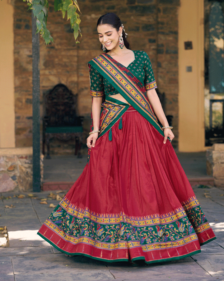 Elegant Red Color Printed Traditional Lehenga Choli Set