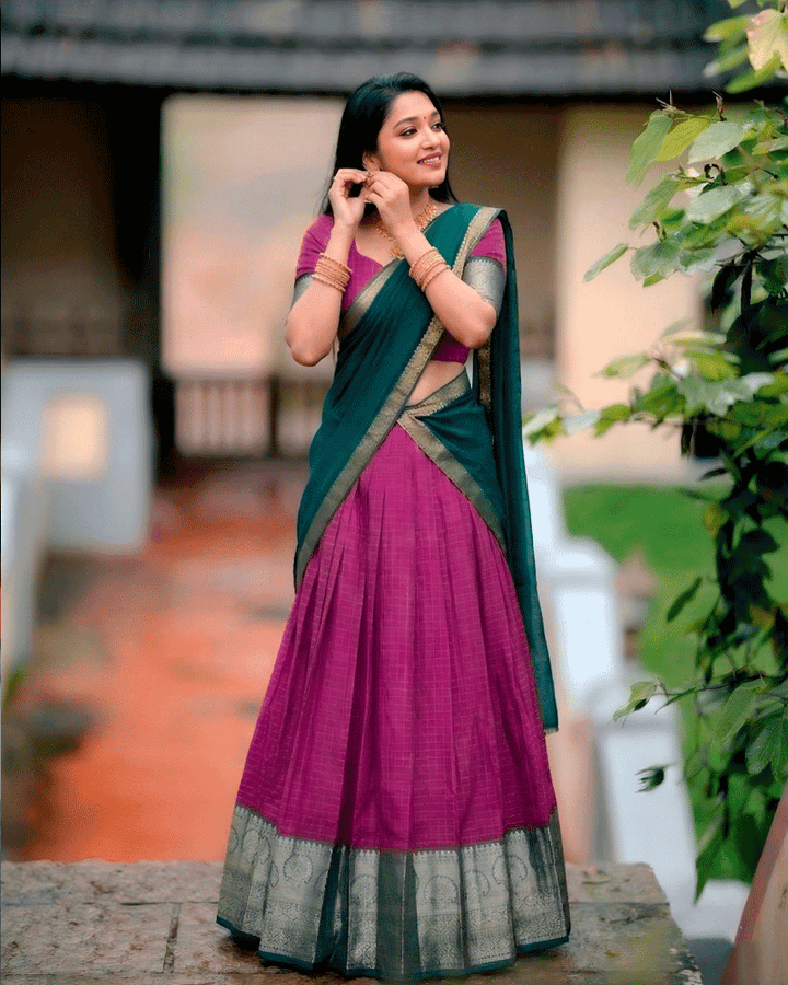 Designer Pink Color Dola Silk Half Saree
