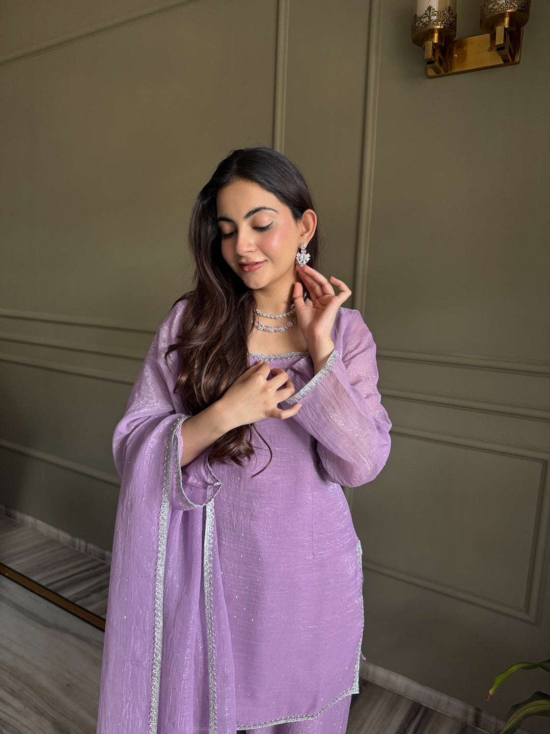 Luvender Crunchy Silk Farshi Salwar Suit