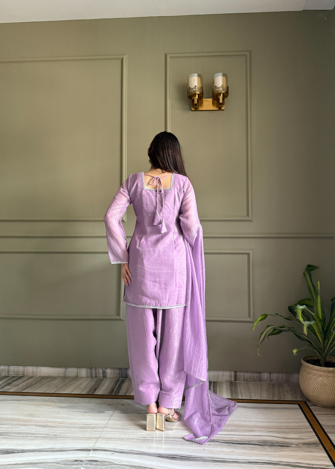 Luvender Crunchy Silk Farshi Salwar Suit