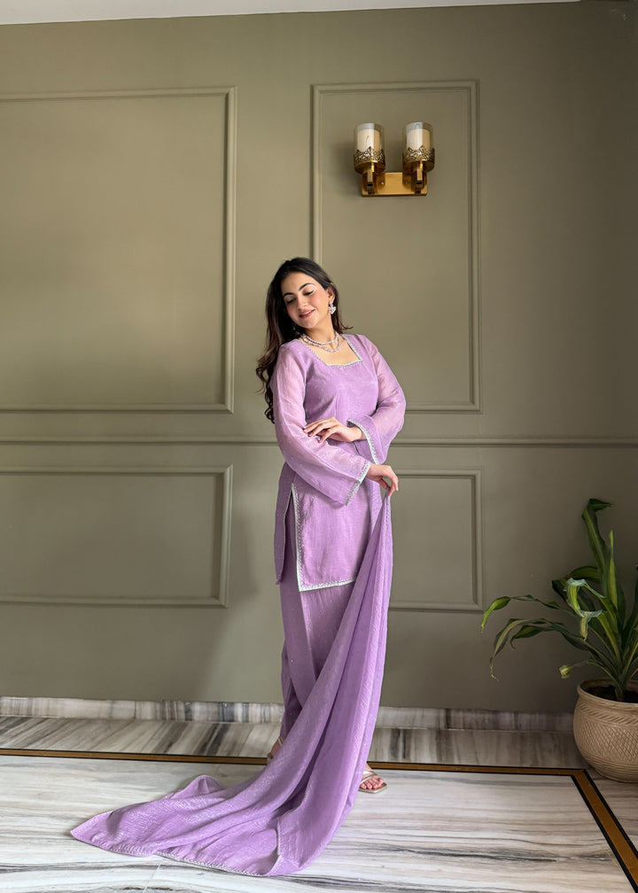 Luvender Crunchy Silk Farshi Salwar Suit
