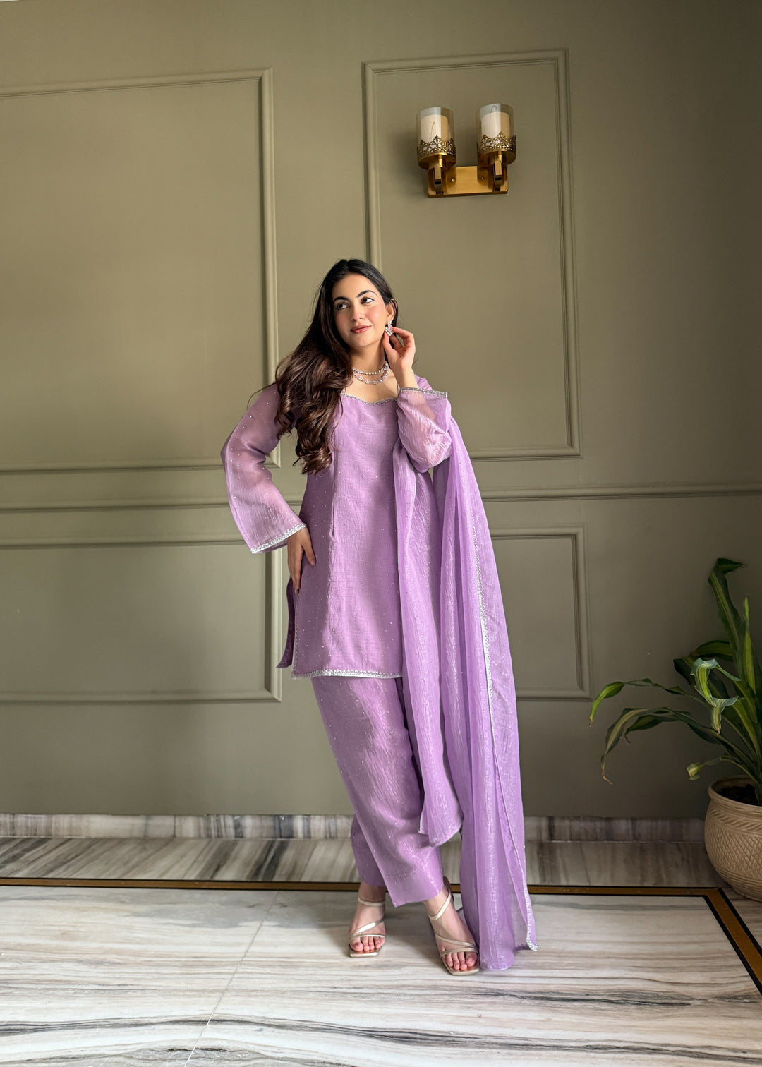 Luvender Crunchy Silk Farshi Salwar Suit
