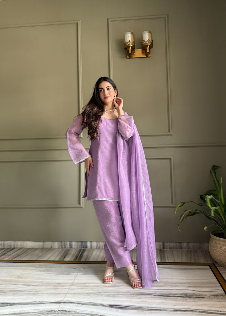 Luvender Crunchy Silk Farshi Salwar Suit