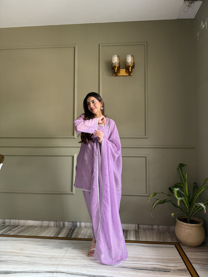 Luvender Crunchy Silk Farshi Salwar Suit
