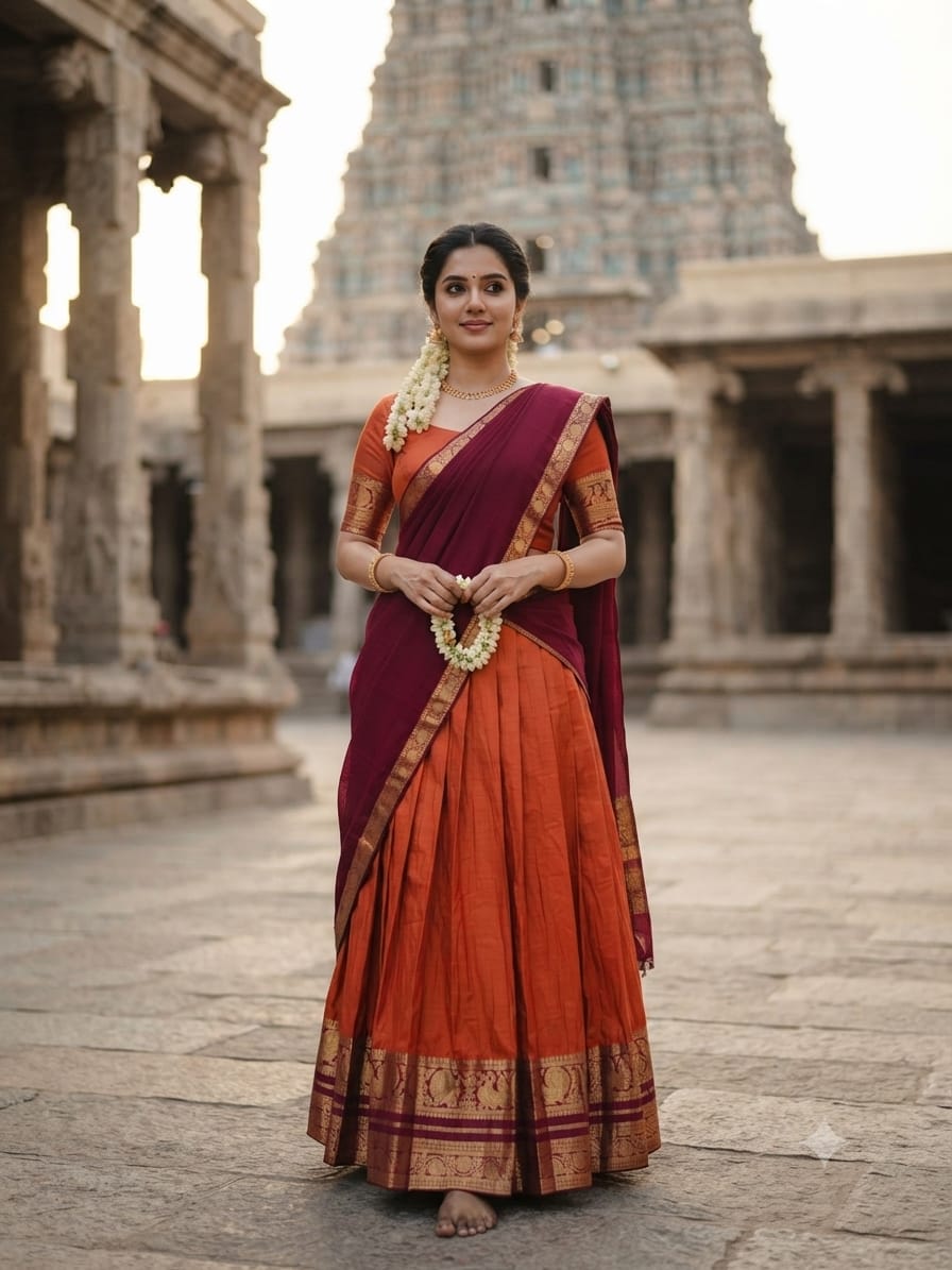 9 color Designer Kanchi Cotton Half Saree